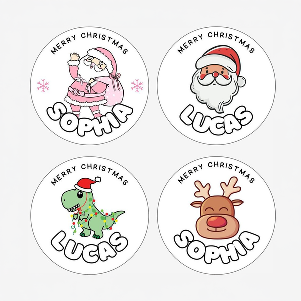 Personalized Christmas Name Stickers for Kids