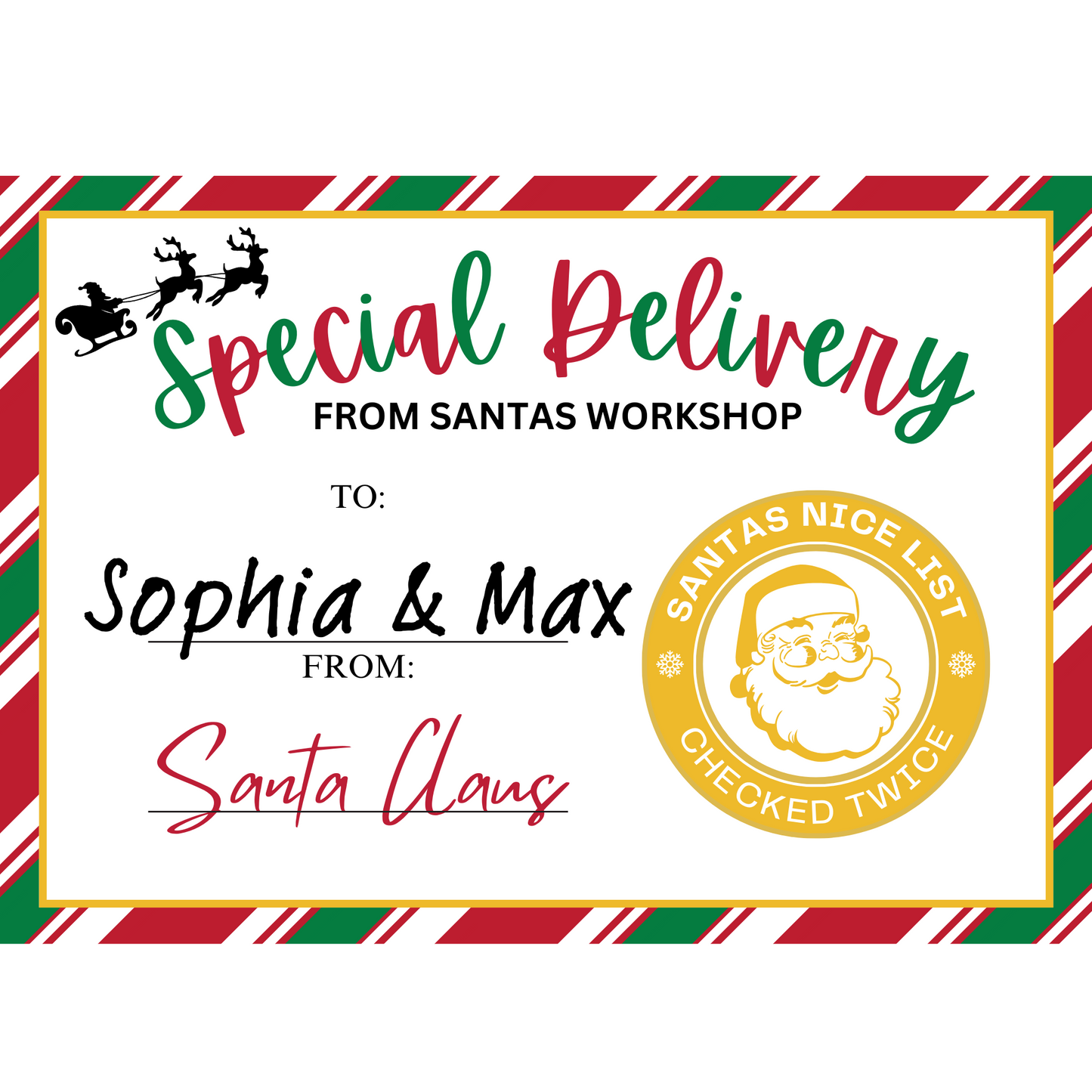 Personalized Santa Christmas Gift Tags/Labels/Stickers (Premium Quality)