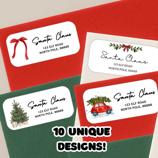 Personalized Christmas Return Address Stickers: Watercolor Holiday Labels