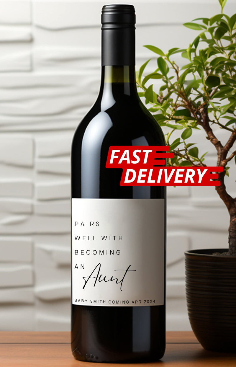Personalized Baby Announcement Wine Label: Pregnancy Reveal Gift