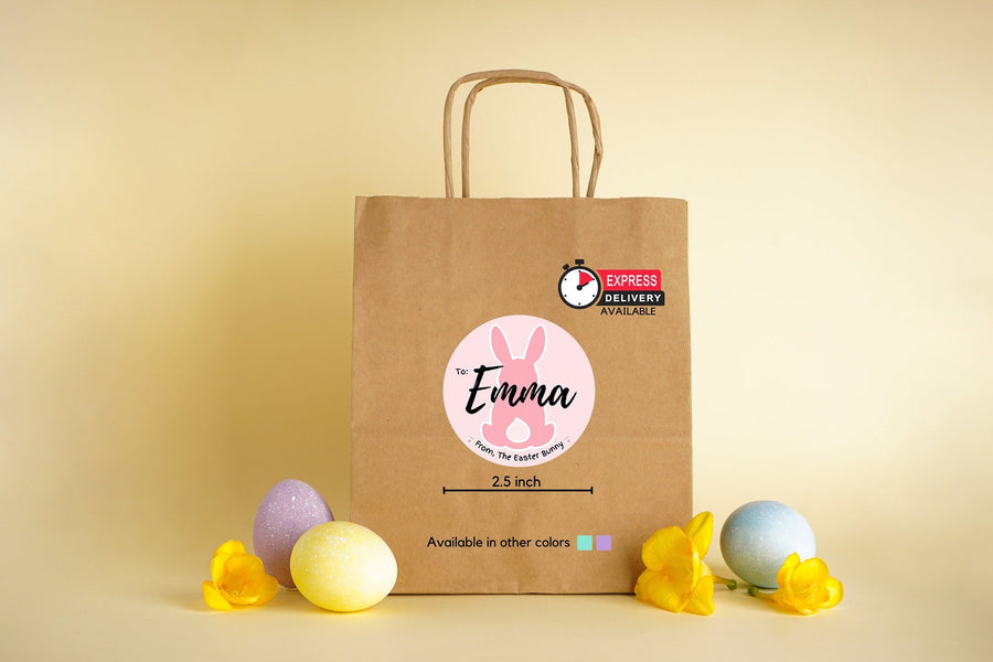 Personalized Easter Bunny Stickers: Custom Name Gift Labels