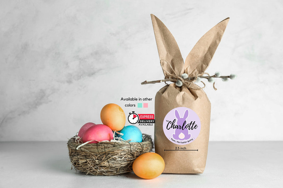 Personalized Easter Bunny Stickers: Custom Name Gift Labels – photo 3