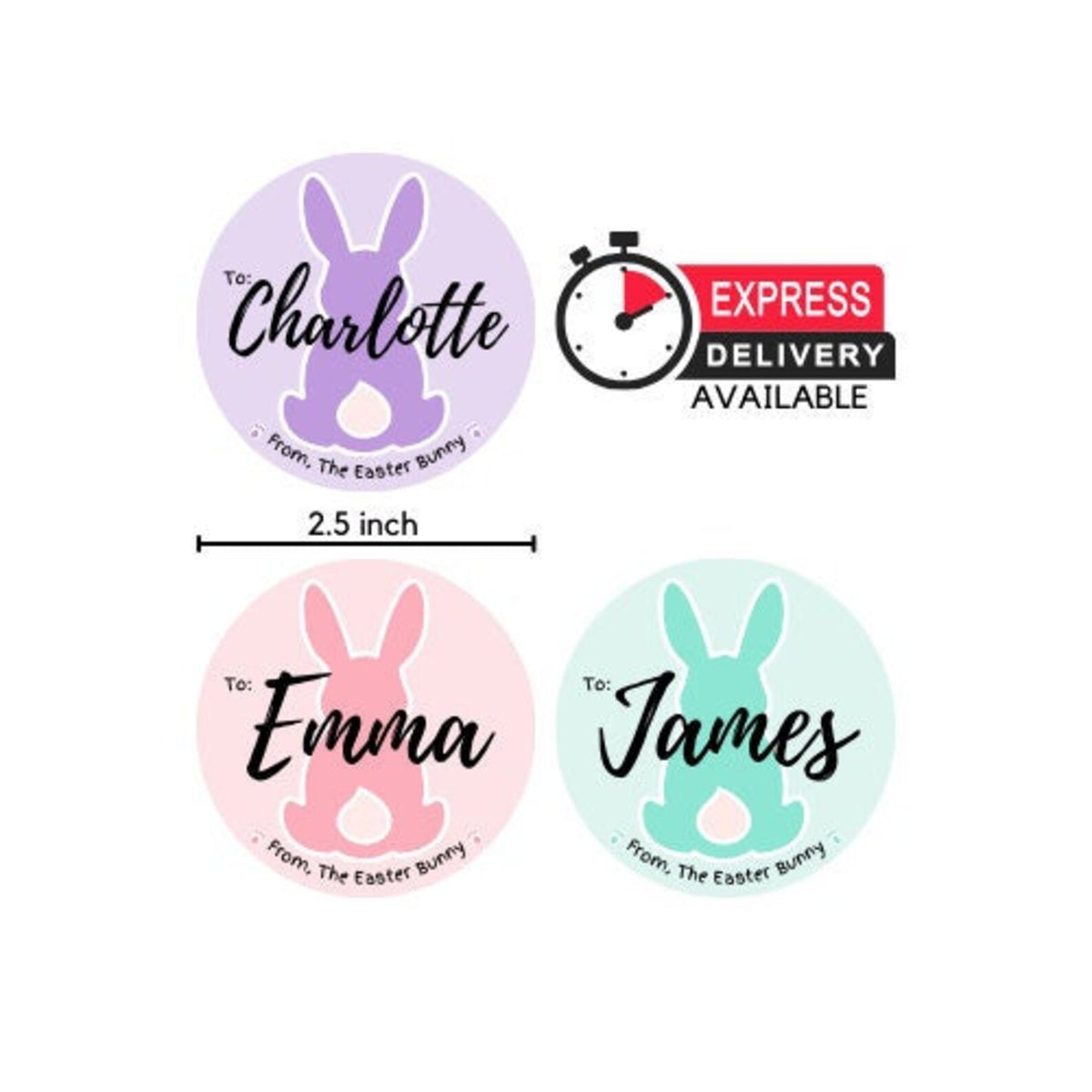 Personalized Easter Bunny Stickers: Custom Name Gift Labels – photo 4