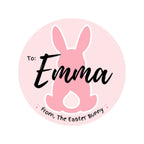 Pink personalized Easter Bunny sticker design with the name Emma
