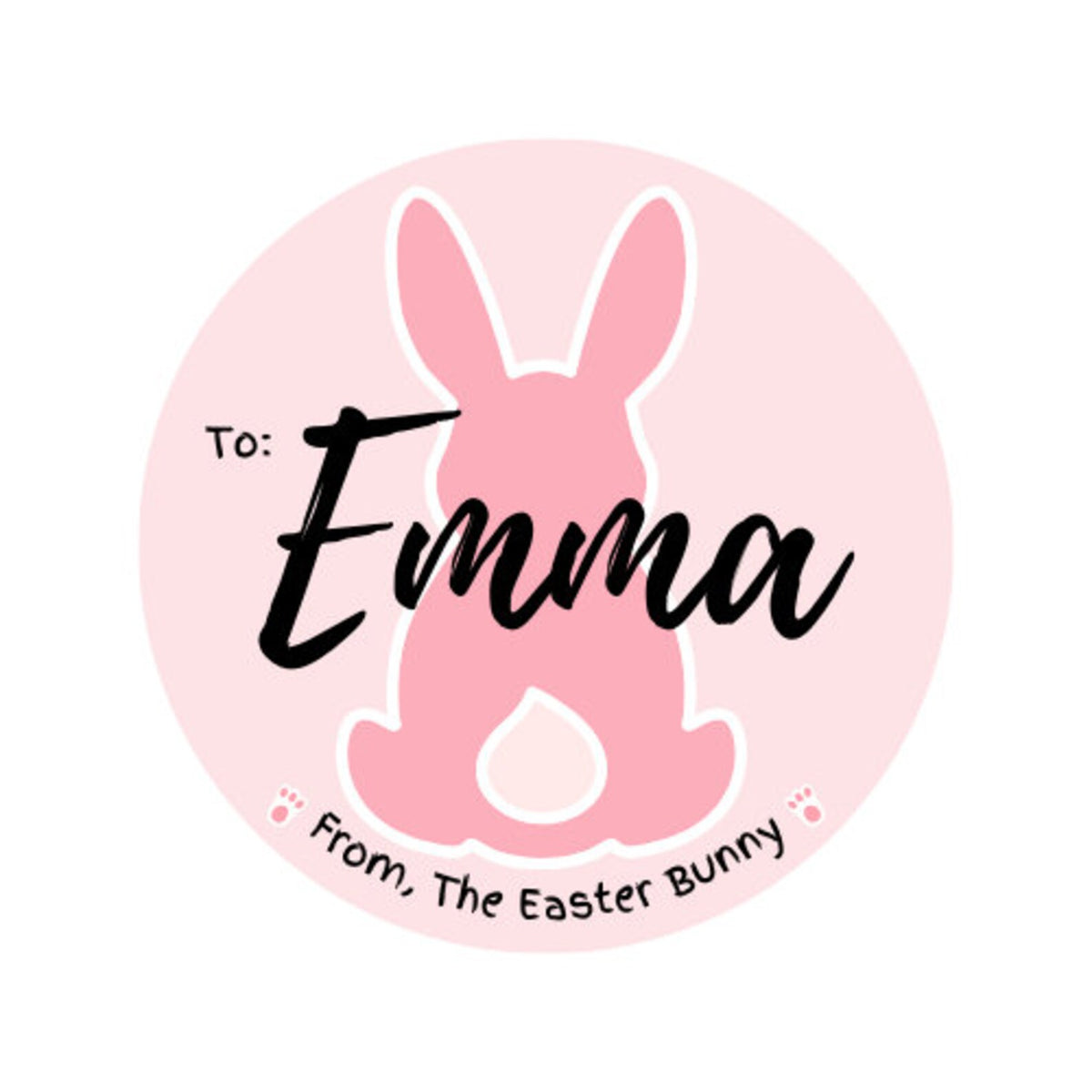 Pink personalized Easter Bunny sticker design with the name Emma