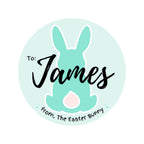 Mint personalized Easter Bunny sticker design with the name James