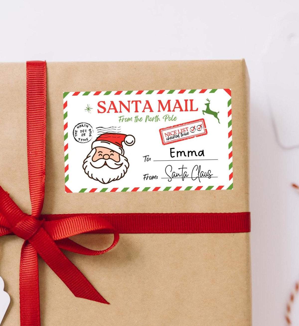 Personalized Santa Stickers, Christmas Gift Labels, Vinyl – photo 2