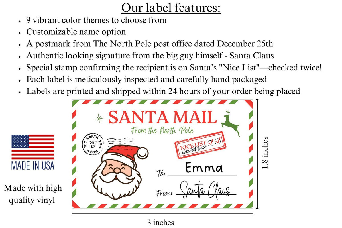 Personalized Santa Stickers, Christmas Gift Labels, Vinyl – photo 5