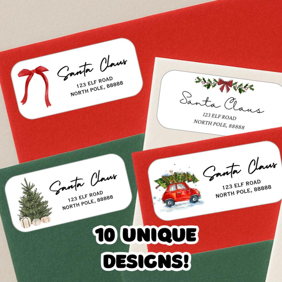 Personalized Christmas Return Address Stickers: Watercolor Holiday Labels