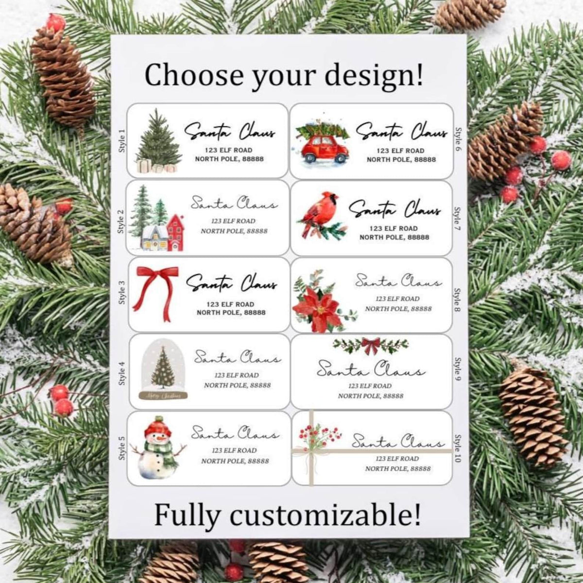 Personalized Christmas Return Address Stickers: Watercolor Holiday Labels – photo 2