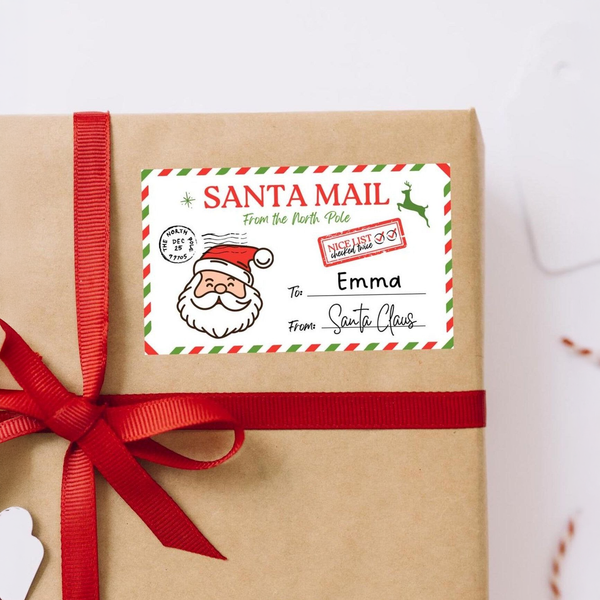 Personalized Santa Mail Christmas Gift Labels